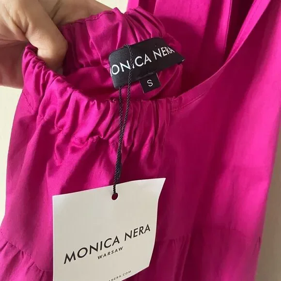 NWT Monica Nera Demi Midi Pink Dress Orchid Flower Size S - Picture 10 of 11